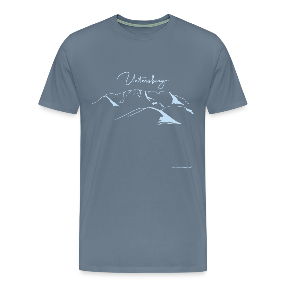Männer Premium T-Shirt in Blaugrau Untersberg 4xDruck in Sky - Blaugrau