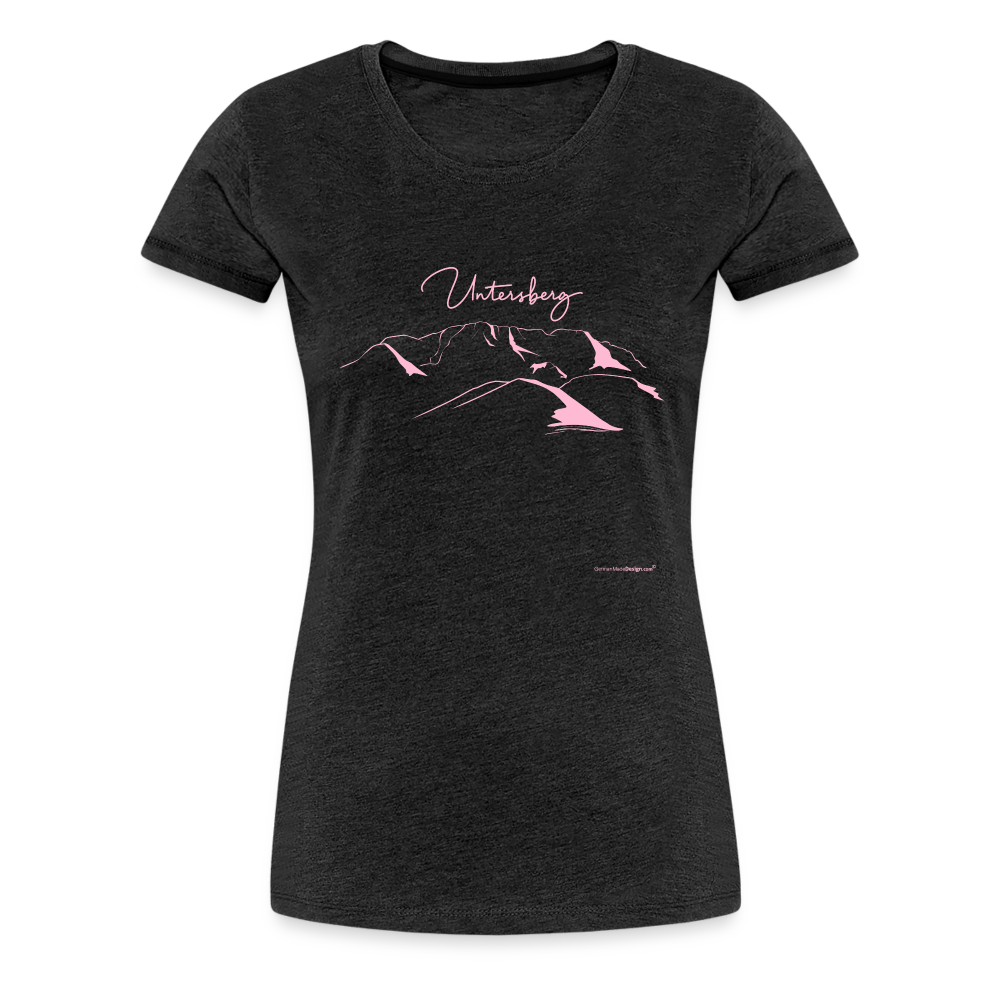 Frauen Premium T-Shirt in Antrazith Untersberg 2xDruck in Rosa - Anthrazit