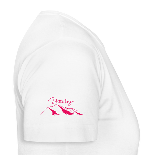 Untersberg Frauen Premium T-Shirt weiss 4xDruck pink - Weiß