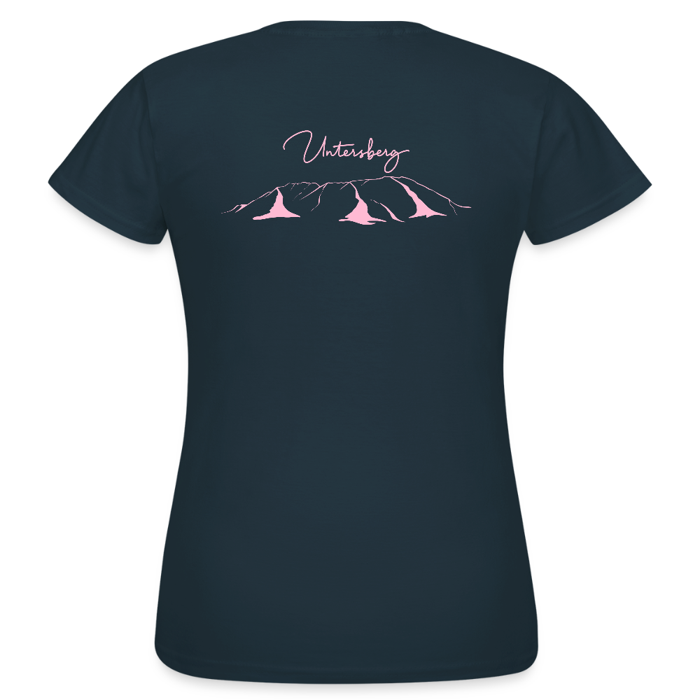Untersberg Frauen Premium T-Shirt Navy 2xDruck Rosa - Navy