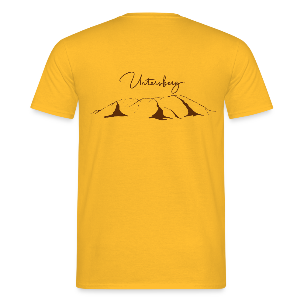 Untersberg Männer Premium T-Shirt in Gelb 2xDruck Edelbraun - Gelb