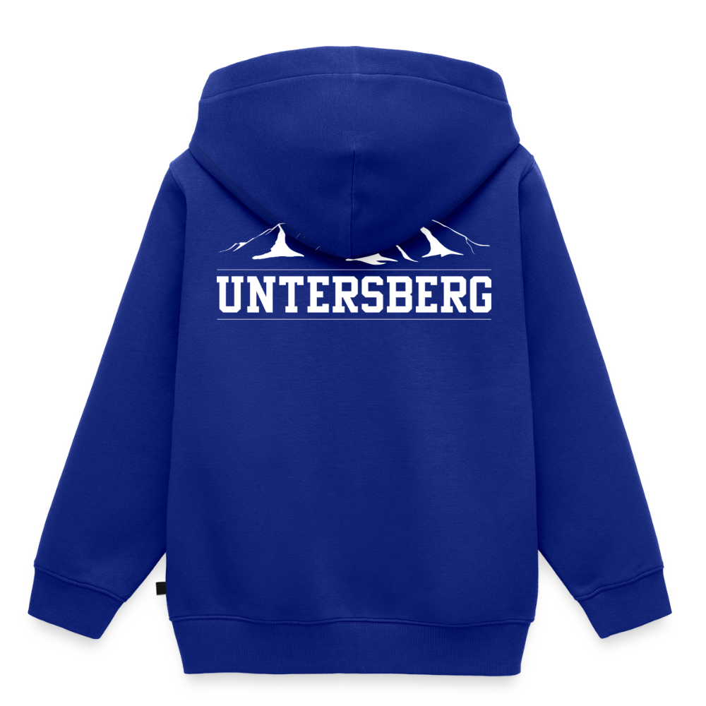 Kinder Premium Hoodie in versch. Farben Untersberg 2xDruck in Weiß - Royalblau
