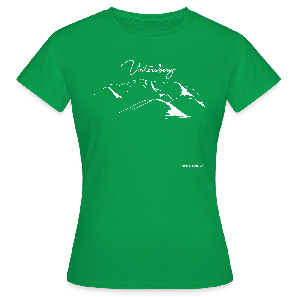 Untersberg Frauen Premium T-Shirt vers. Farben 4xDruck Weiss - Kelly Green