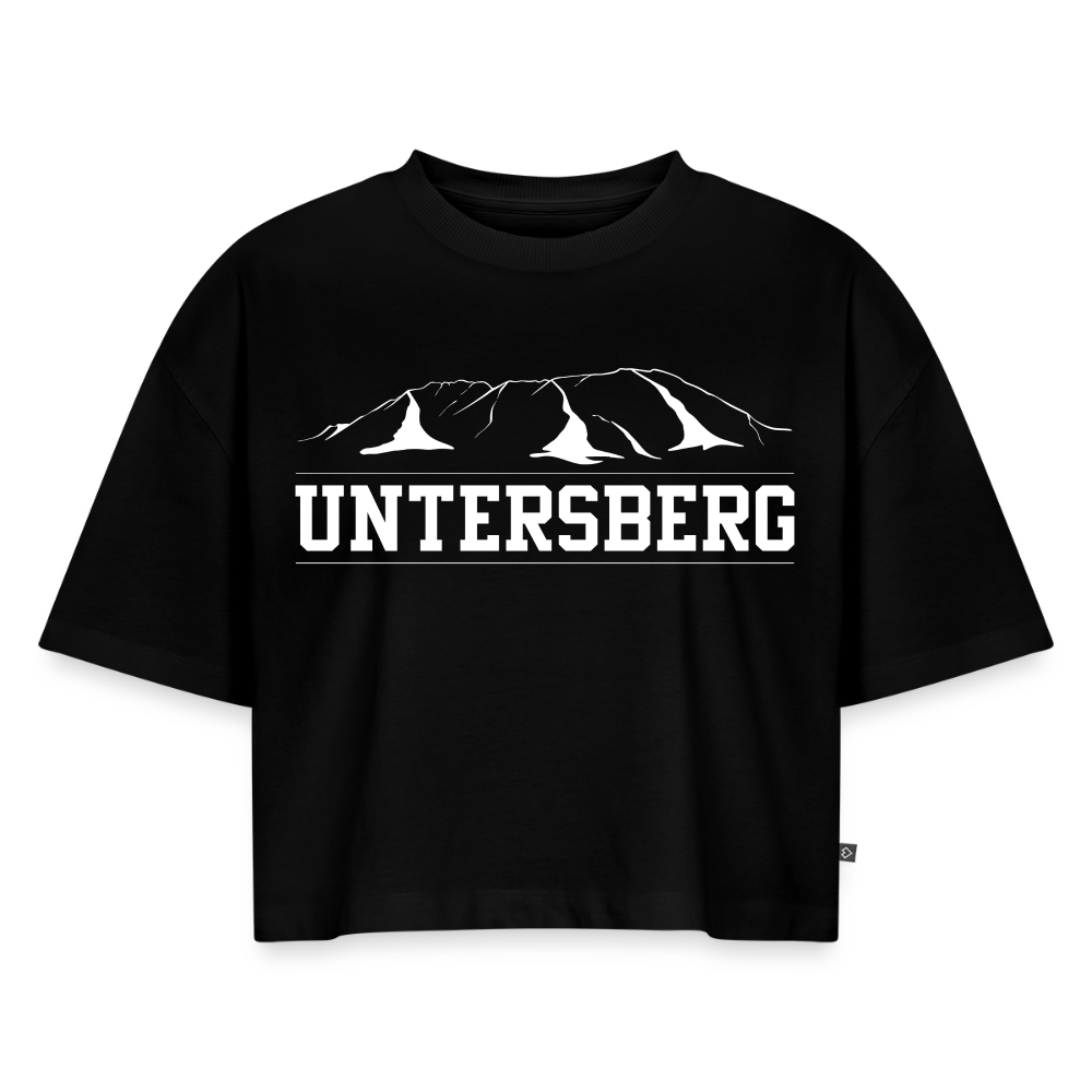 Frauen Premium Oversized Bio Cropped T-Shirt - Schwarz