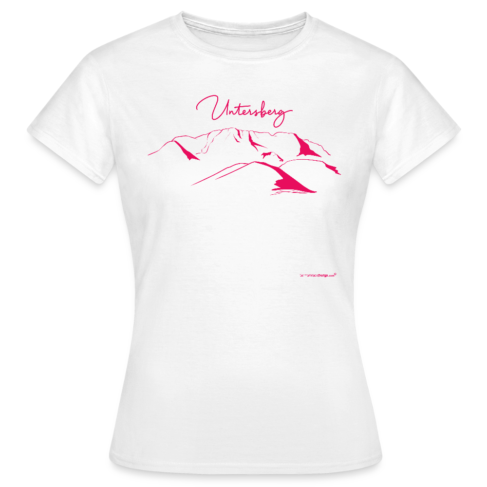 Untersberg Frauen Premium T-Shirt weiss 4xDruck pink - Weiß
