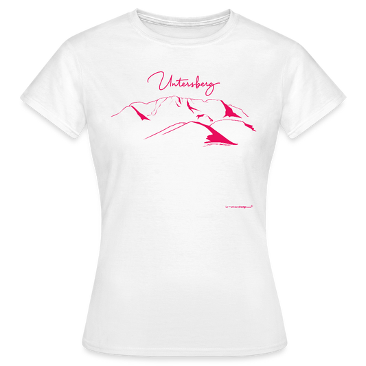 Untersberg Frauen Premium T-Shirt weiss 4xDruck pink - Weiß