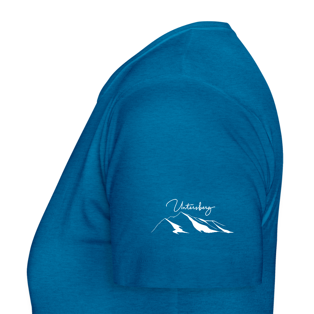 Untersberg Frauen Premium T-Shirt vers. Farben 4xDruck Weiss - Antikblaues Saphir meliert