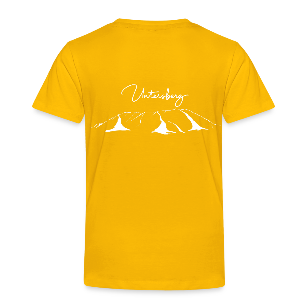 Untersberg Kinder Premium T-Shirt vers. Farben 2xDruck Weiß - Sonnengelb