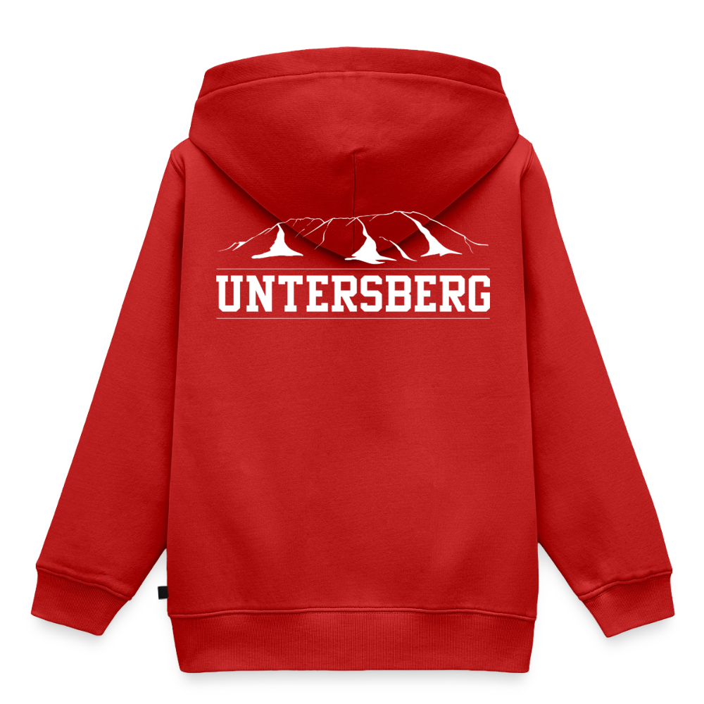 Kinder Premium Hoodie in versch. Farben Untersberg 2xDruck in Weiß - Rot
