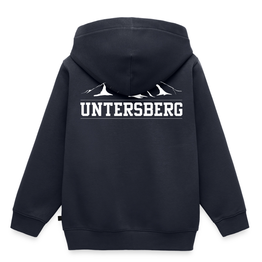 Kinder Premium Hoodie in versch. Farben Untersberg 2xDruck in Weiß - Navy