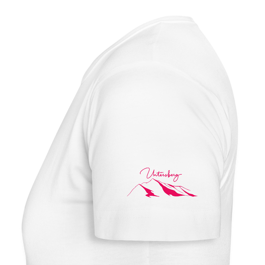 Untersberg Frauen Premium T-Shirt weiss 4xDruck pink - Weiß