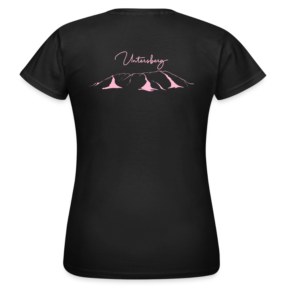 Untersberg Frauen Premium T-Shirt Antrazith 4xDruck Rosa - Schwarz