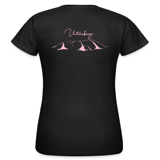 Untersberg Frauen Premium T-Shirt Antrazith 4xDruck Rosa - Schwarz