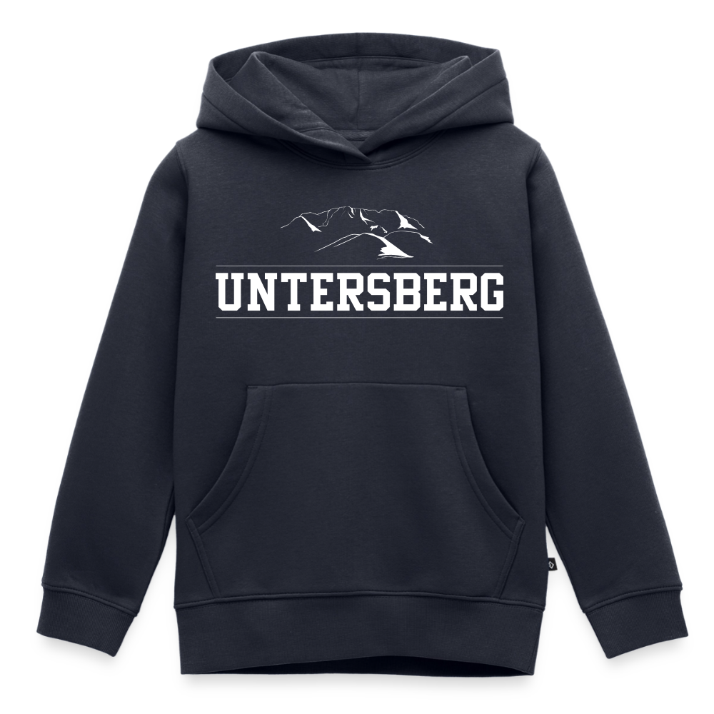 Kinder Premium Hoodie in versch. Farben Untersberg 2xDruck in Weiß - Navy
