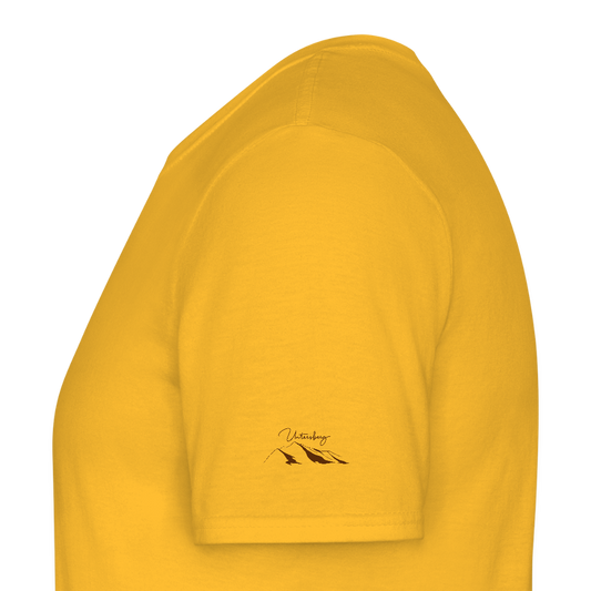 Untersberg Männer Premium T-Shirt Gelb 4xDruck Edelbraun - Gelb