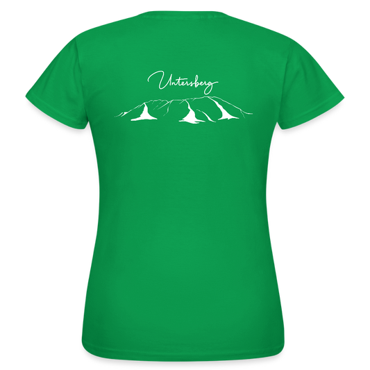 Untersberg Frauen Premium T-Shirt vers. Farben 4xDruck Weiss - Kelly Green