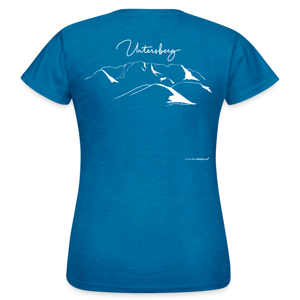 Untersberg Frauen T-Shirt vers. Farben 2xDruck weiß - Antikblaues Saphir meliert