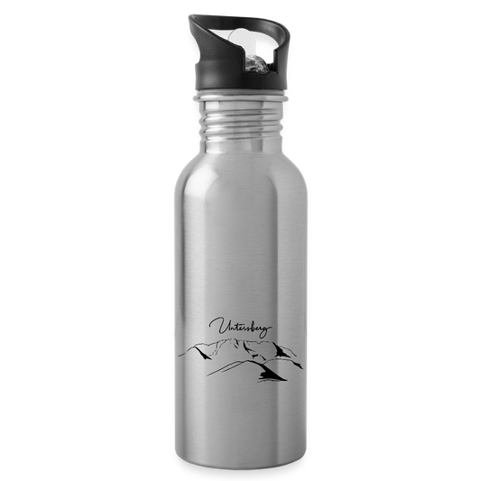 Untersberg Trinkflasche mit Süd und Nordseite bedruckt - Lightsilver
