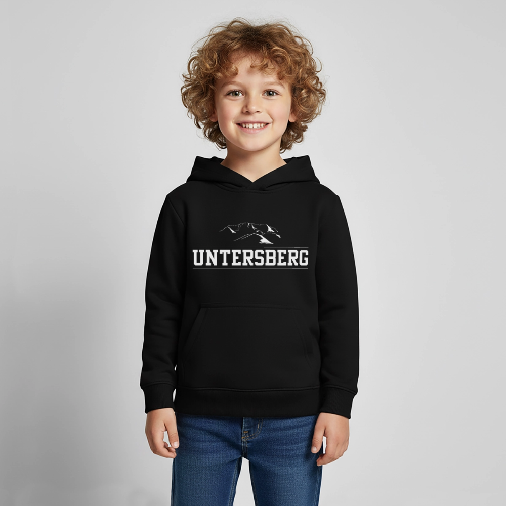 Kinder Premium Hoodie in versch. Farben Untersberg 2xDruck in Weiß - Schwarz