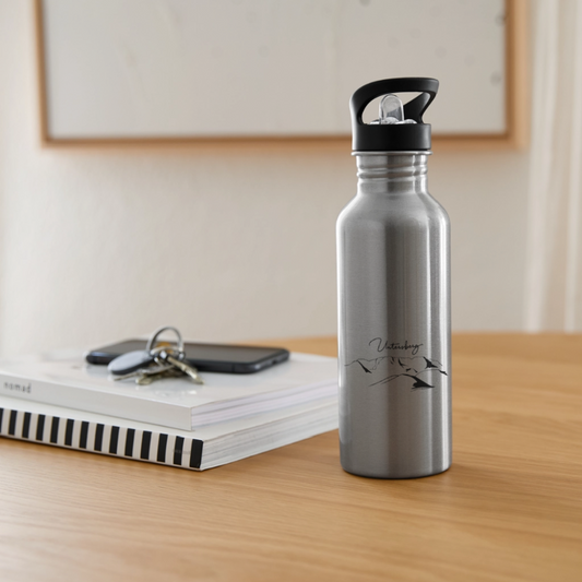 Untersberg Trinkflasche mit Süd und Nordseite bedruckt - Lightsilver
