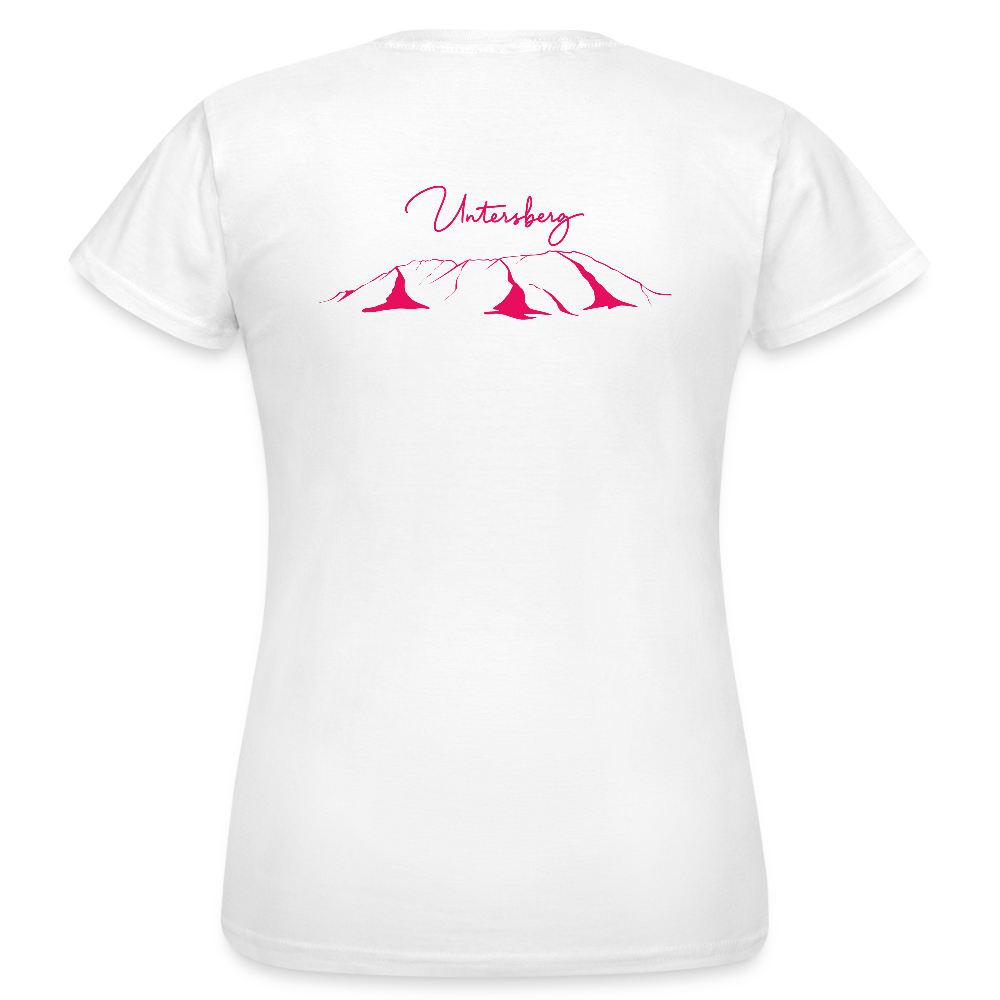 Untersberg Frauen Premium T-Shirt weiss 4xDruck pink - Weiß