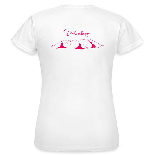 Untersberg Frauen Premium T-Shirt weiss 4xDruck pink - Weiß