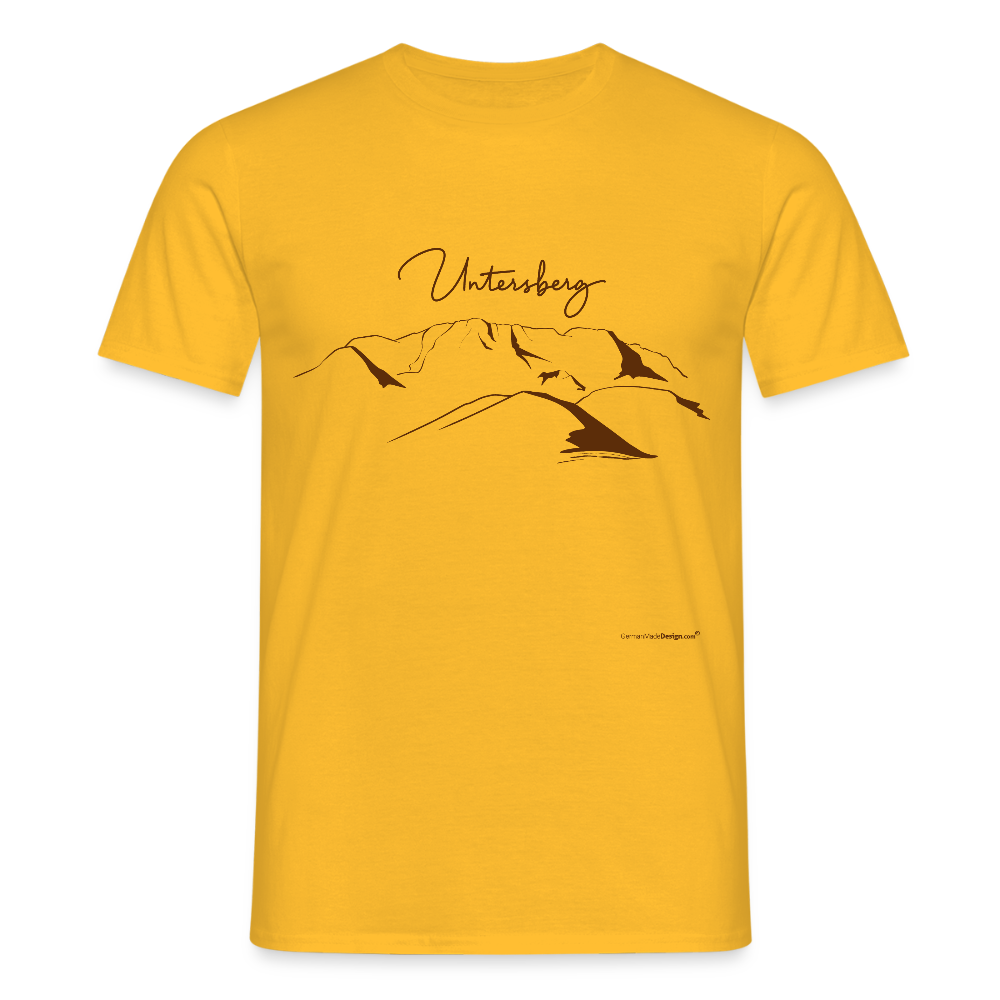 Untersberg Männer Premium T-Shirt in Gelb 2xDruck Edelbraun - Gelb
