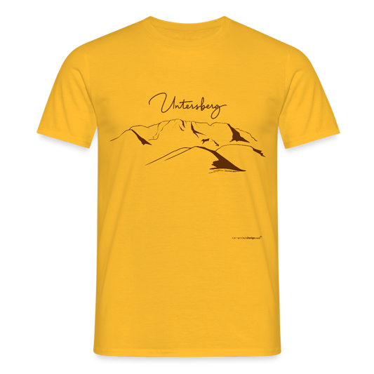 Untersberg Männer Premium T-Shirt in Gelb 2xDruck Edelbraun - Gelb