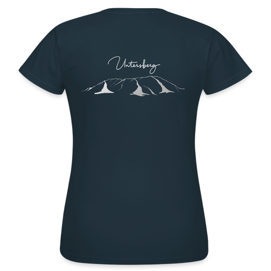 Untersberg Frauen Premium T-Shirt Navy 4xDruck Silber - Navy