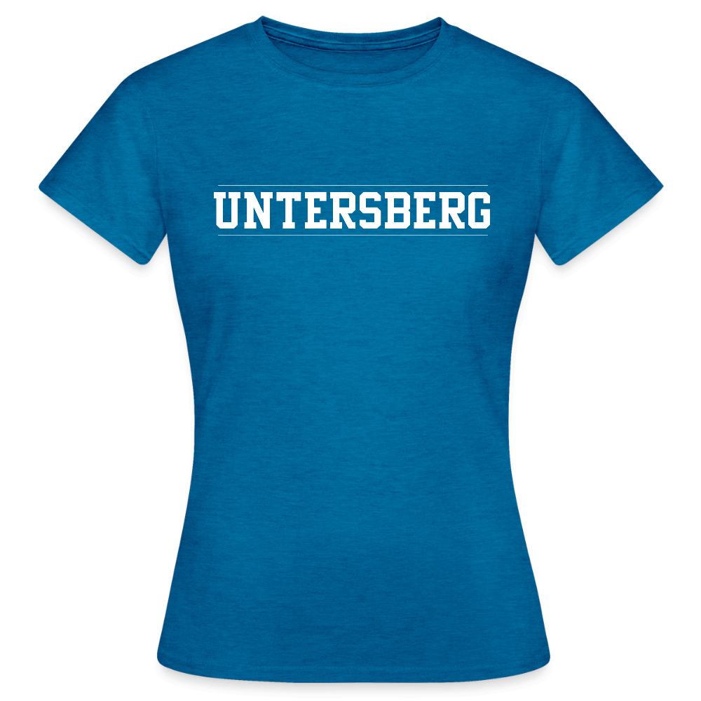 Untersberg Frauen T-Shirt vers. Farben 2xDruck weiß - Antikblaues Saphir meliert