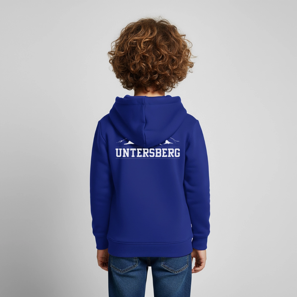 Kinder Premium Hoodie in versch. Farben Untersberg 2xDruck in Weiß - Royalblau