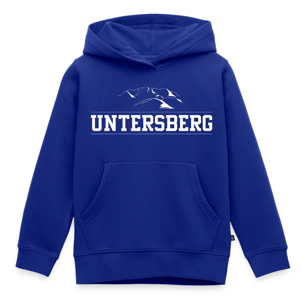 Kinder Premium Hoodie in versch. Farben Untersberg 2xDruck in Weiß - Royalblau