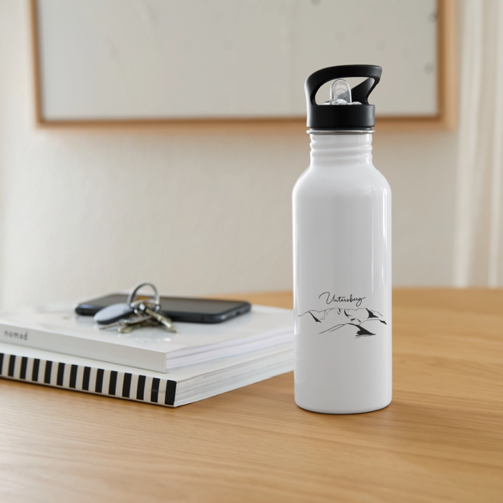 Untersberg Trinkflasche mit Süd und Nordseite bedruckt - Weiß
