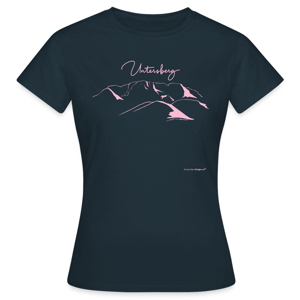 Untersberg Frauen Premium T-Shirt Navy 2xDruck Rosa - Navy