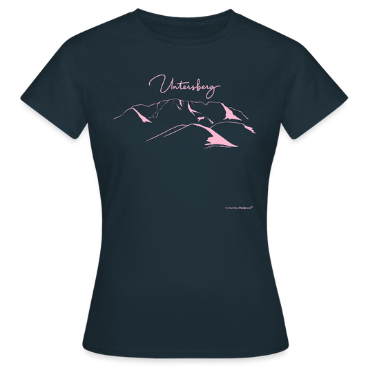 Untersberg Frauen Premium T-Shirt Navy 2xDruck Rosa - Navy