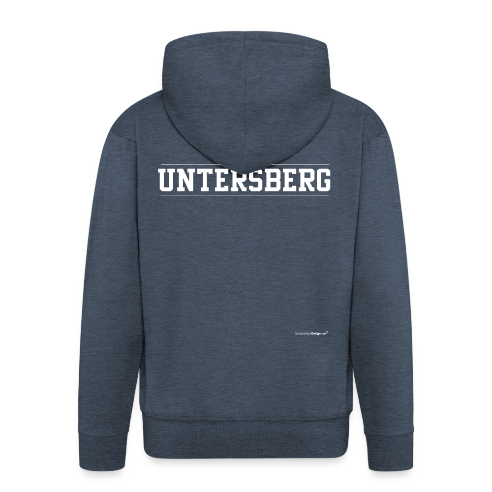UNTERSBERG Schriftzug - Männer Premium Kapuzenjacke - Jeansblau