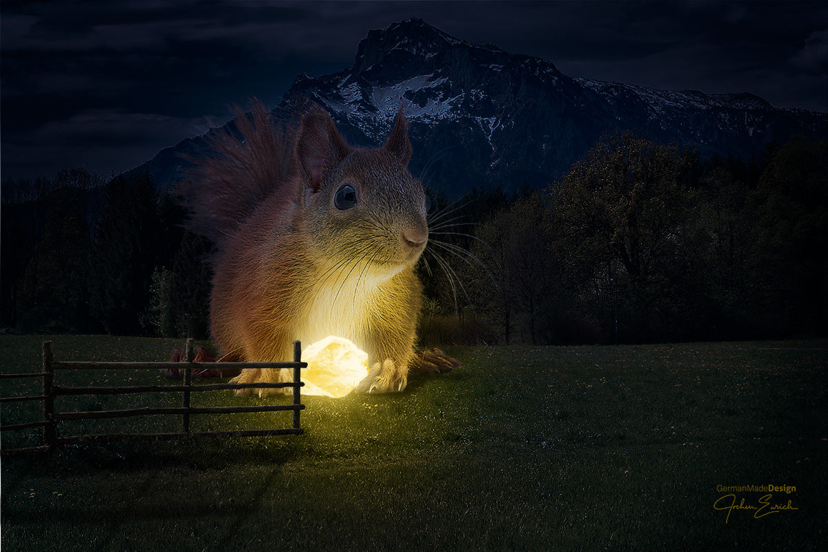 Magisches Eichhörnchen am Fuße des Untersberg - auf Acrylglas