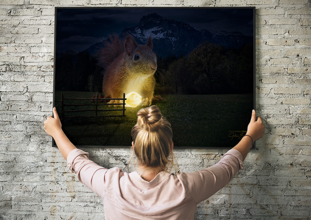 Magisches Eichhörnchen am Fuße des Untersberg - auf Acrylglas