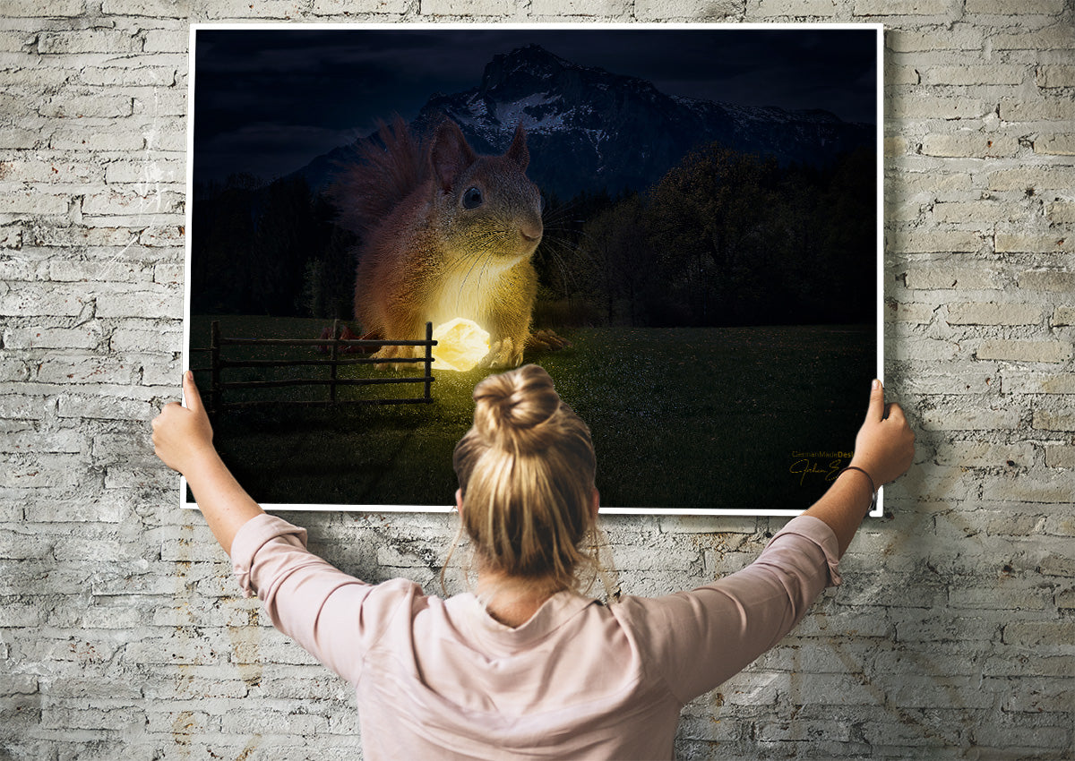 Magisches Eichhörnchen am Fuße des Untersberg - auf Acrylglas