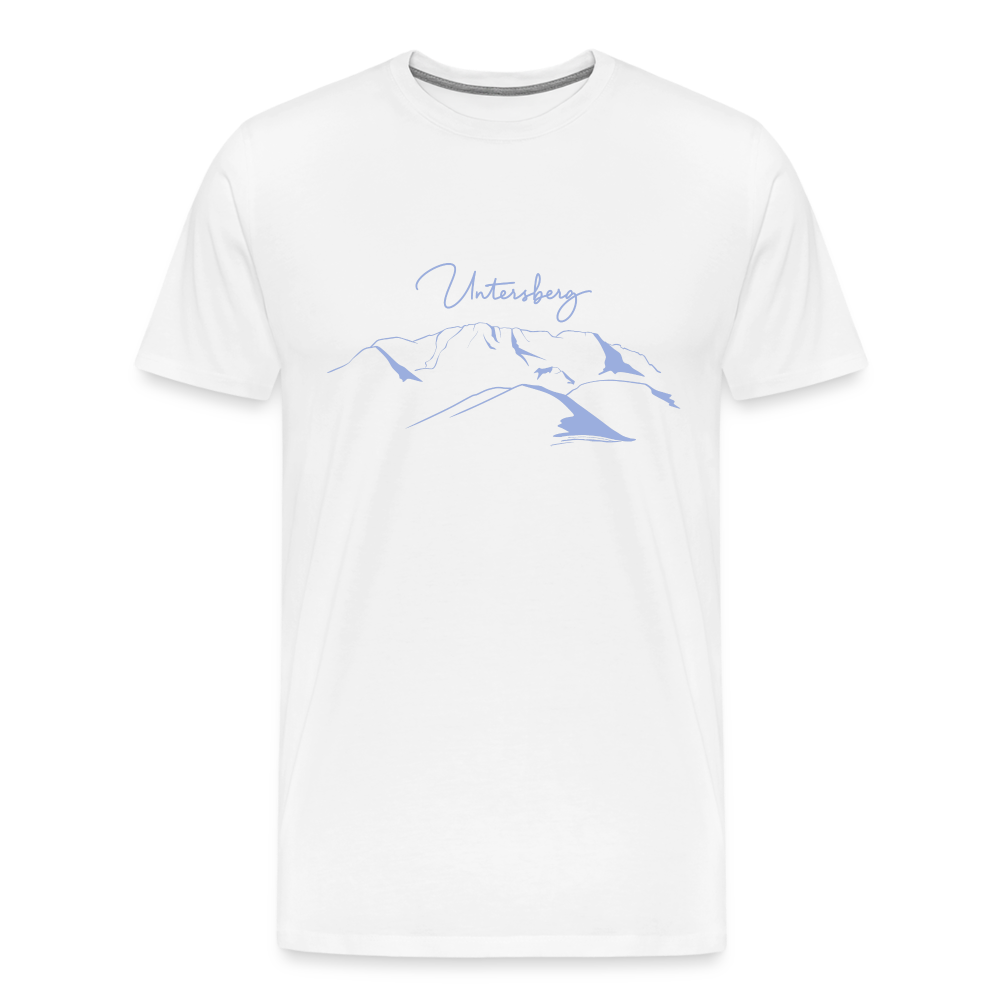 Männer Premium T-Shirt "Untersberg" 2 Seiten Druck in Blau meliert - white