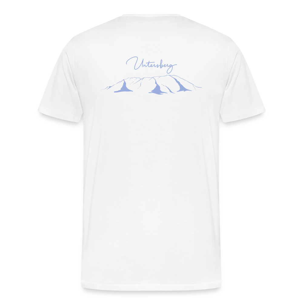 Männer Premium T-Shirt "Untersberg" 2 Seiten Druck in Blau meliert - white