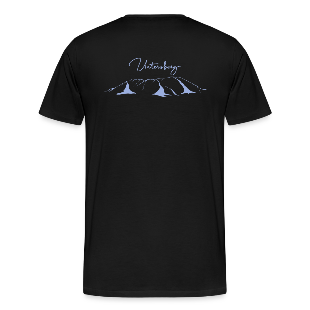 Männer Premium T-Shirt "Untersberg" 2 Seiten Druck in Blau meliert - Schwarz