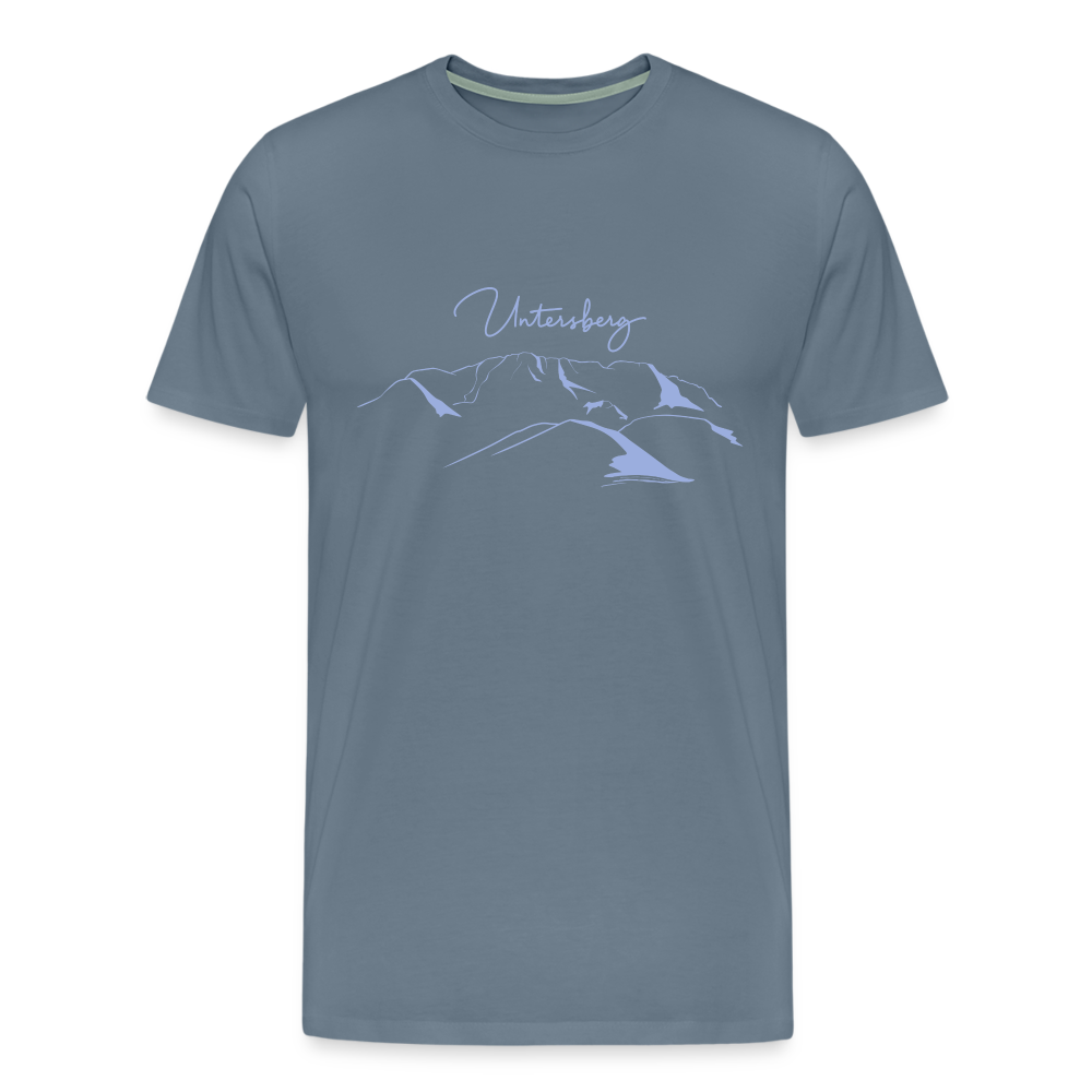 Männer Premium T-Shirt "Untersberg" 2 Seiten Druck in Blau meliert - Blaugrau