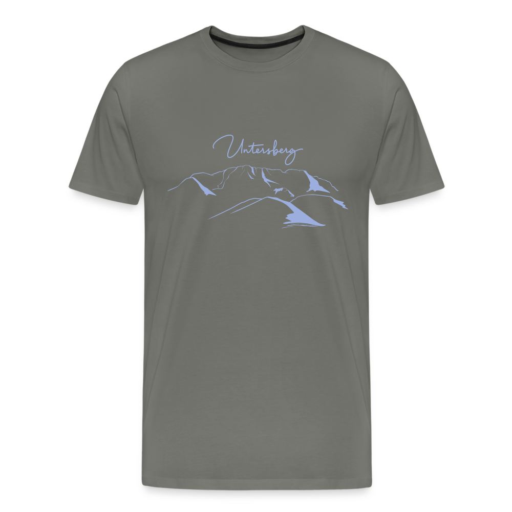Männer Premium T-Shirt "Untersberg" 2 Seiten Druck in Blau meliert - Asphalt