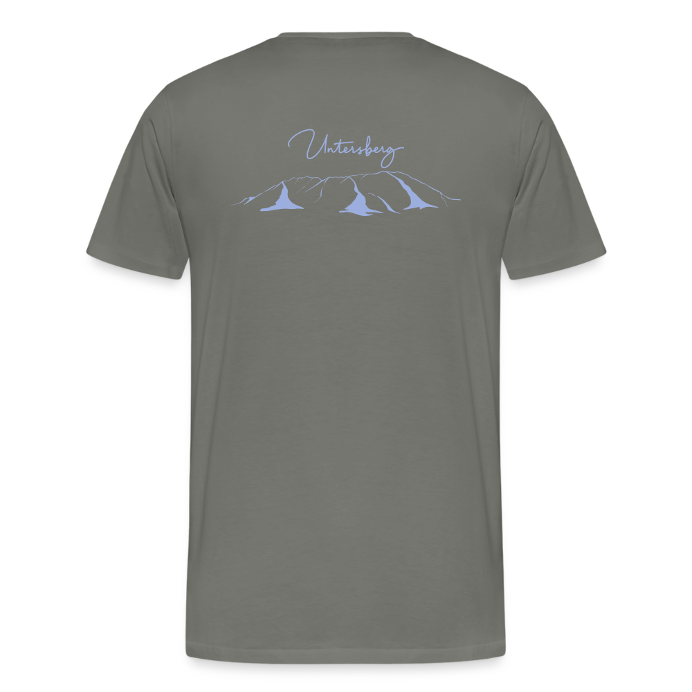 Männer Premium T-Shirt "Untersberg" 2 Seiten Druck in Blau meliert - Asphalt