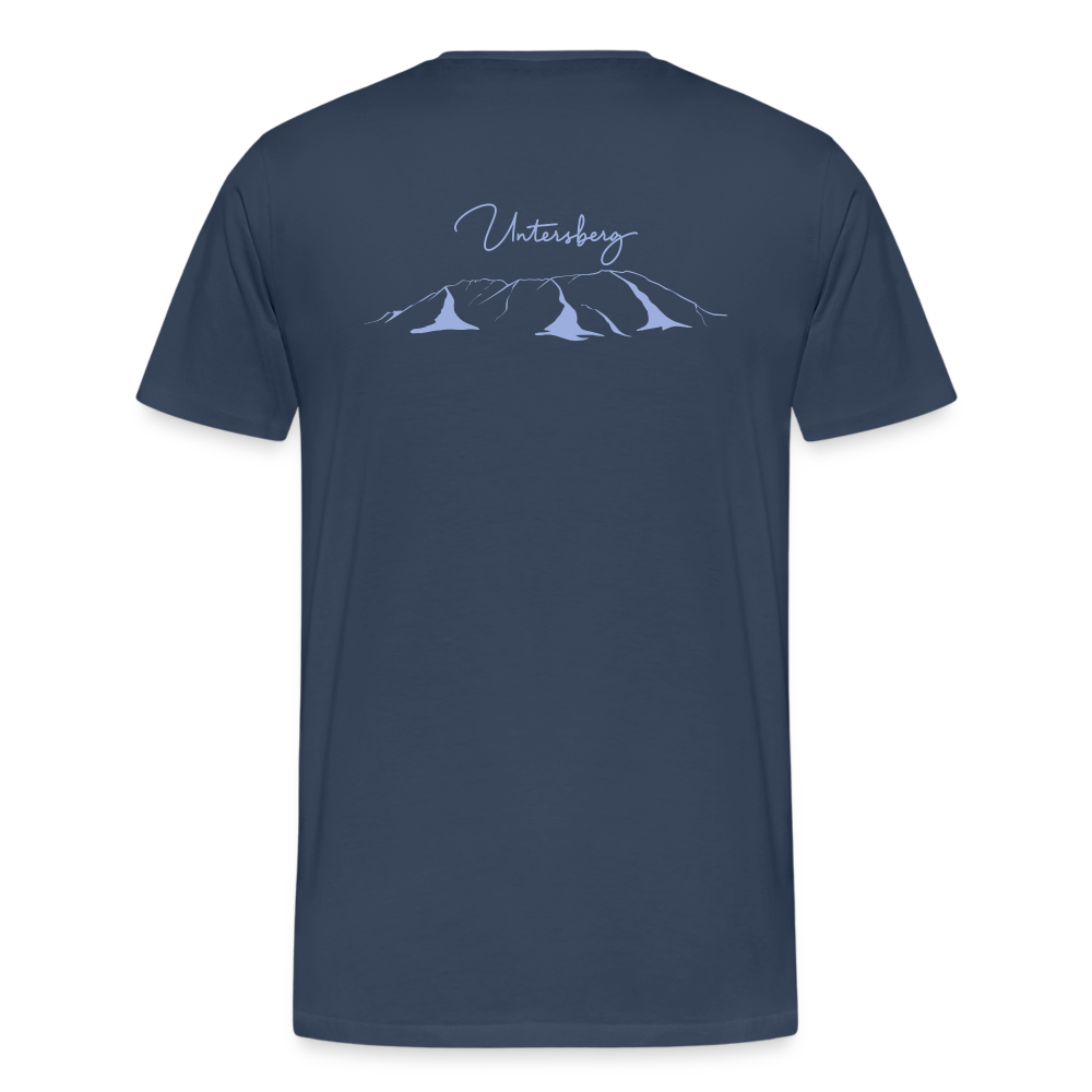 Männer Premium T-Shirt "Untersberg" 2 Seiten Druck in Blau meliert - Navy