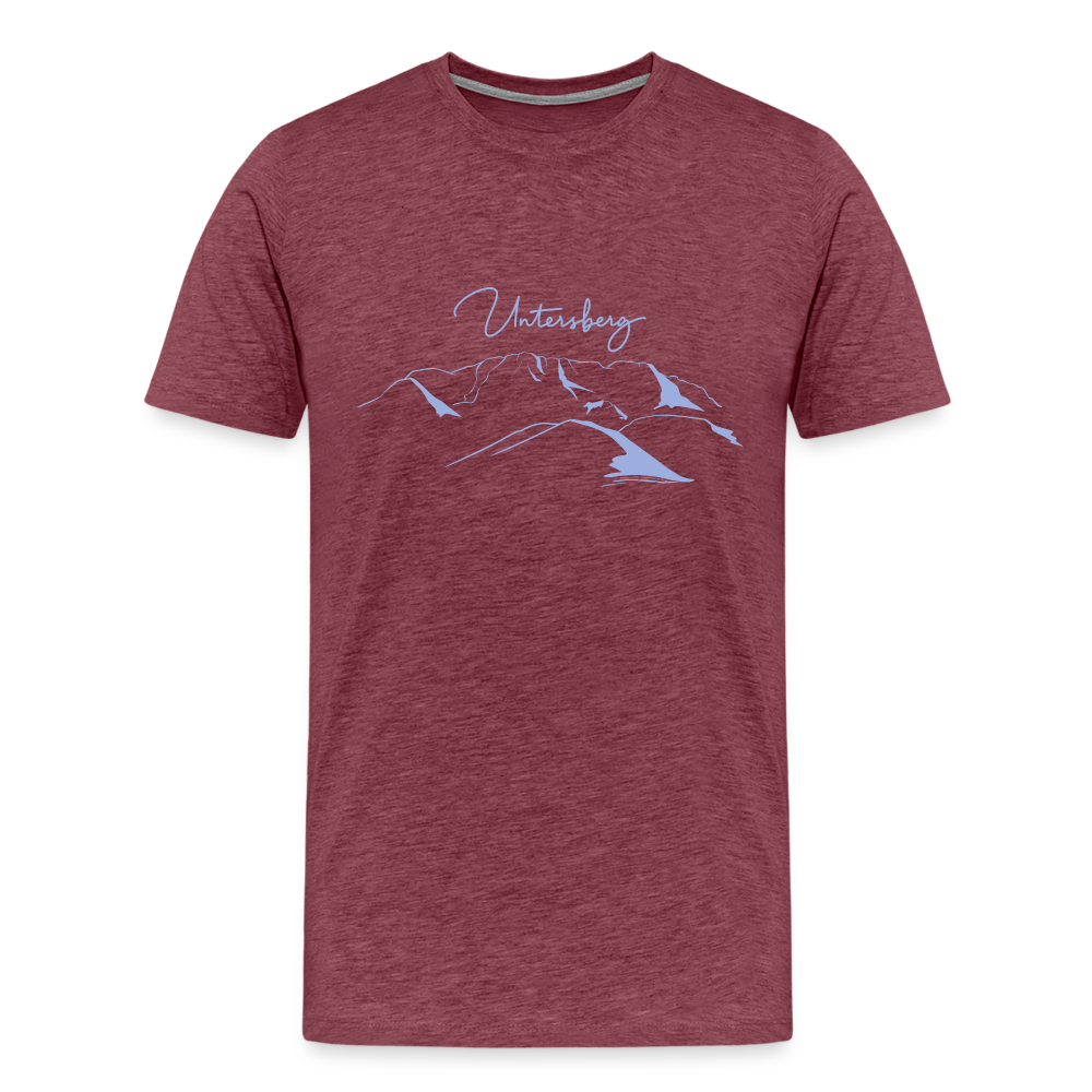 Männer Premium T-Shirt "Untersberg" 2 Seiten Druck in Blau meliert - Bordeauxrot meliert