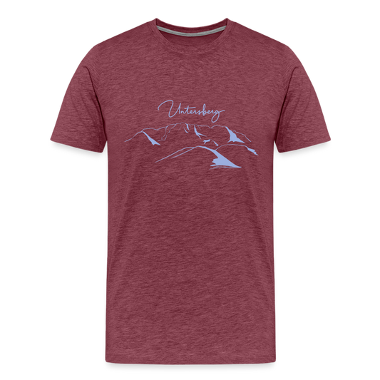 Männer Premium T-Shirt "Untersberg" 2 Seiten Druck in Blau meliert - Bordeauxrot meliert