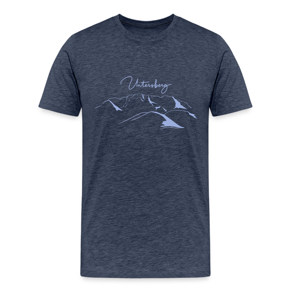 Männer Premium T-Shirt "Untersberg" 2 Seiten Druck in Blau meliert - Blau meliert