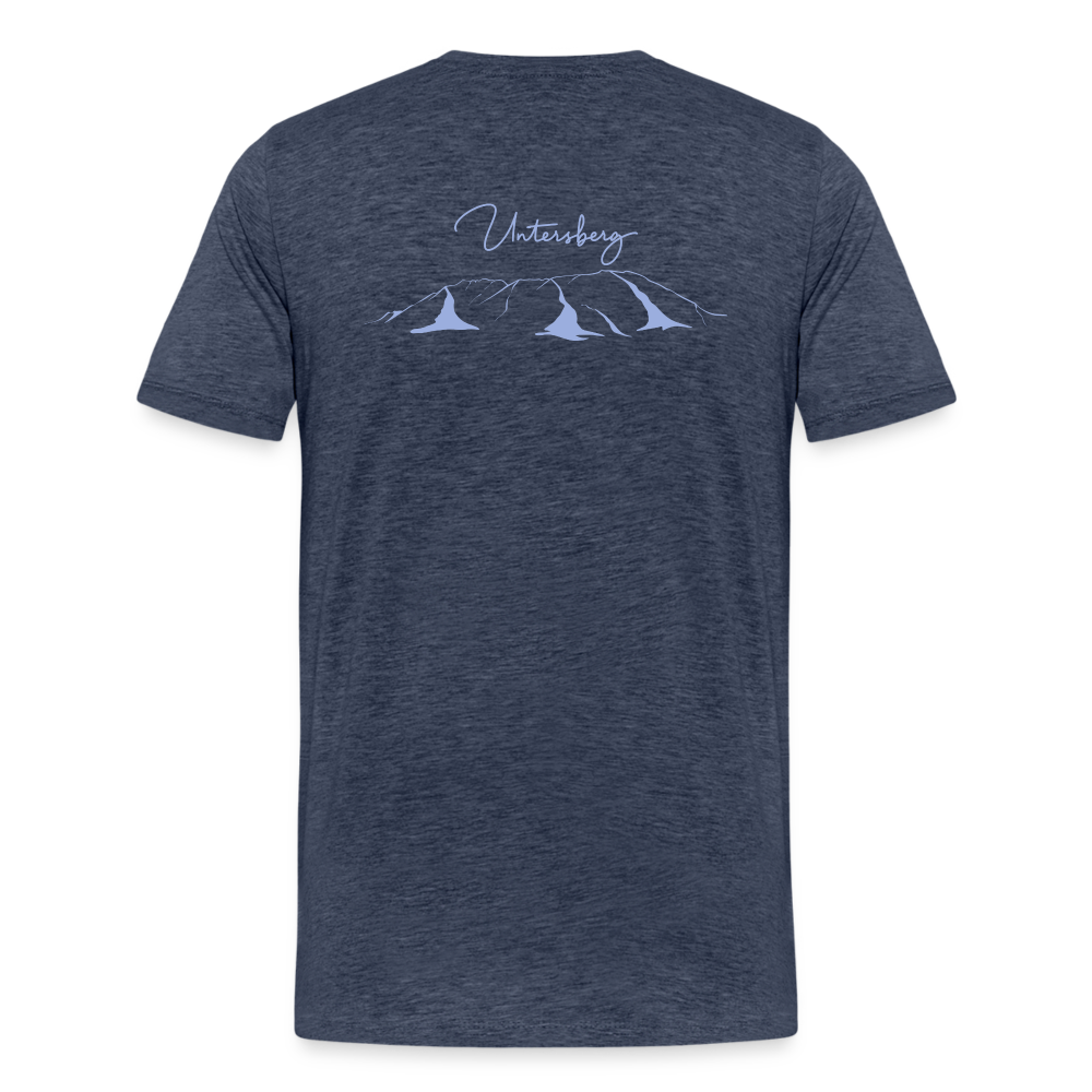 Männer Premium T-Shirt "Untersberg" 2 Seiten Druck in Blau meliert - Blau meliert